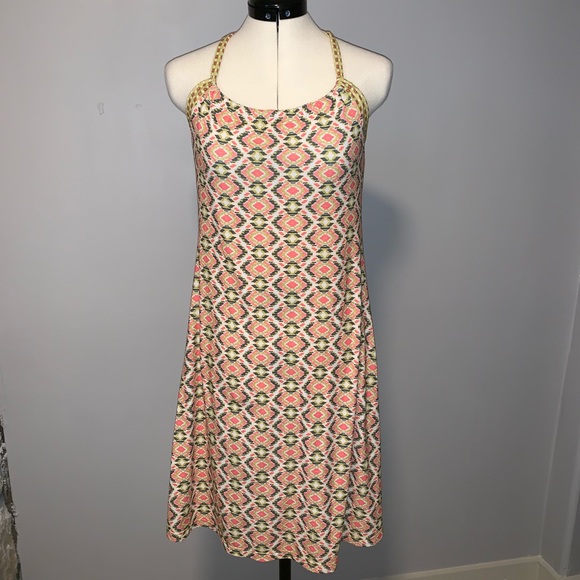 Prana Dresses & Skirts - PrAna Quinn halter dress, yellow/green/pink Sz S